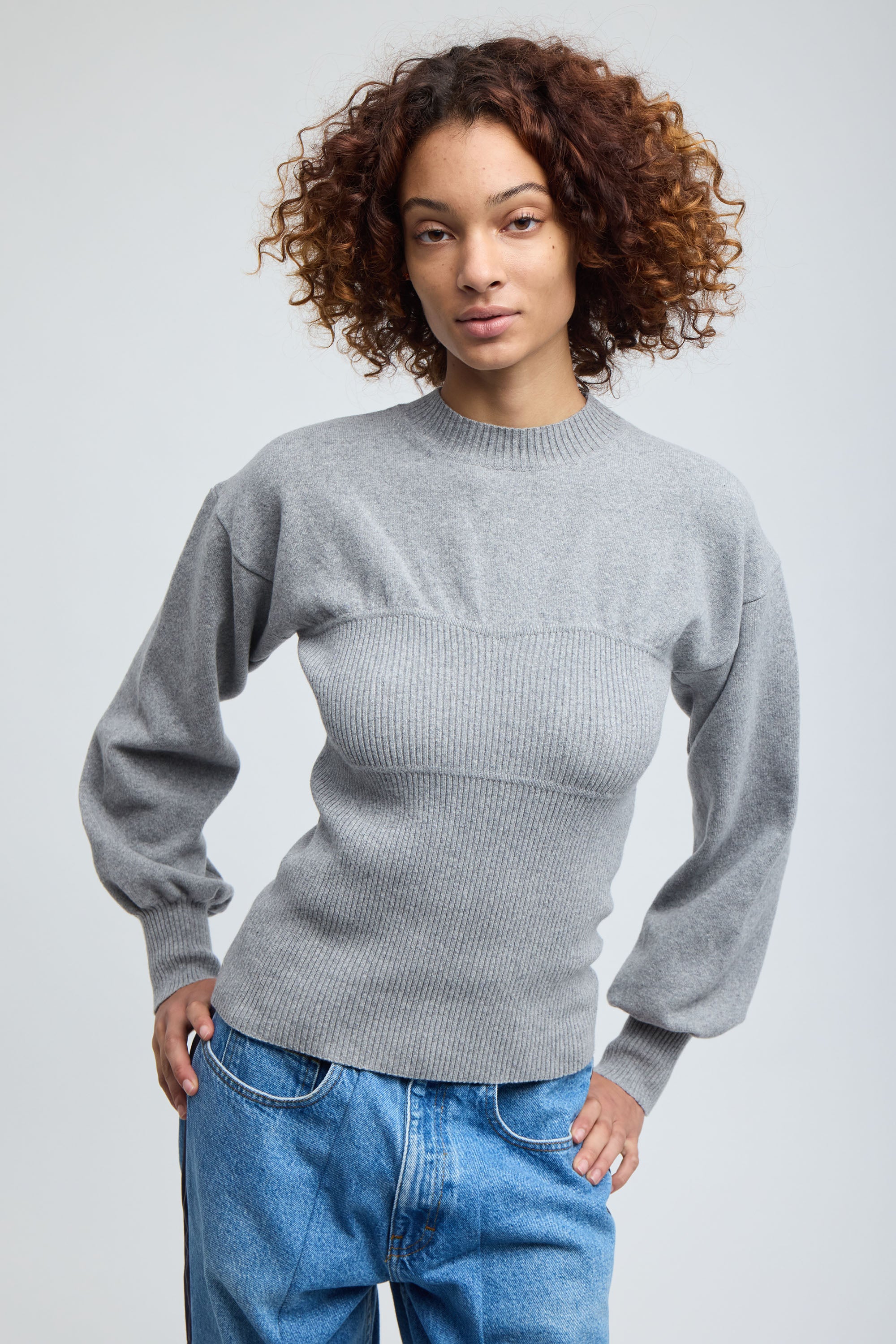 LINA BUSTIER SWEATER GREY
