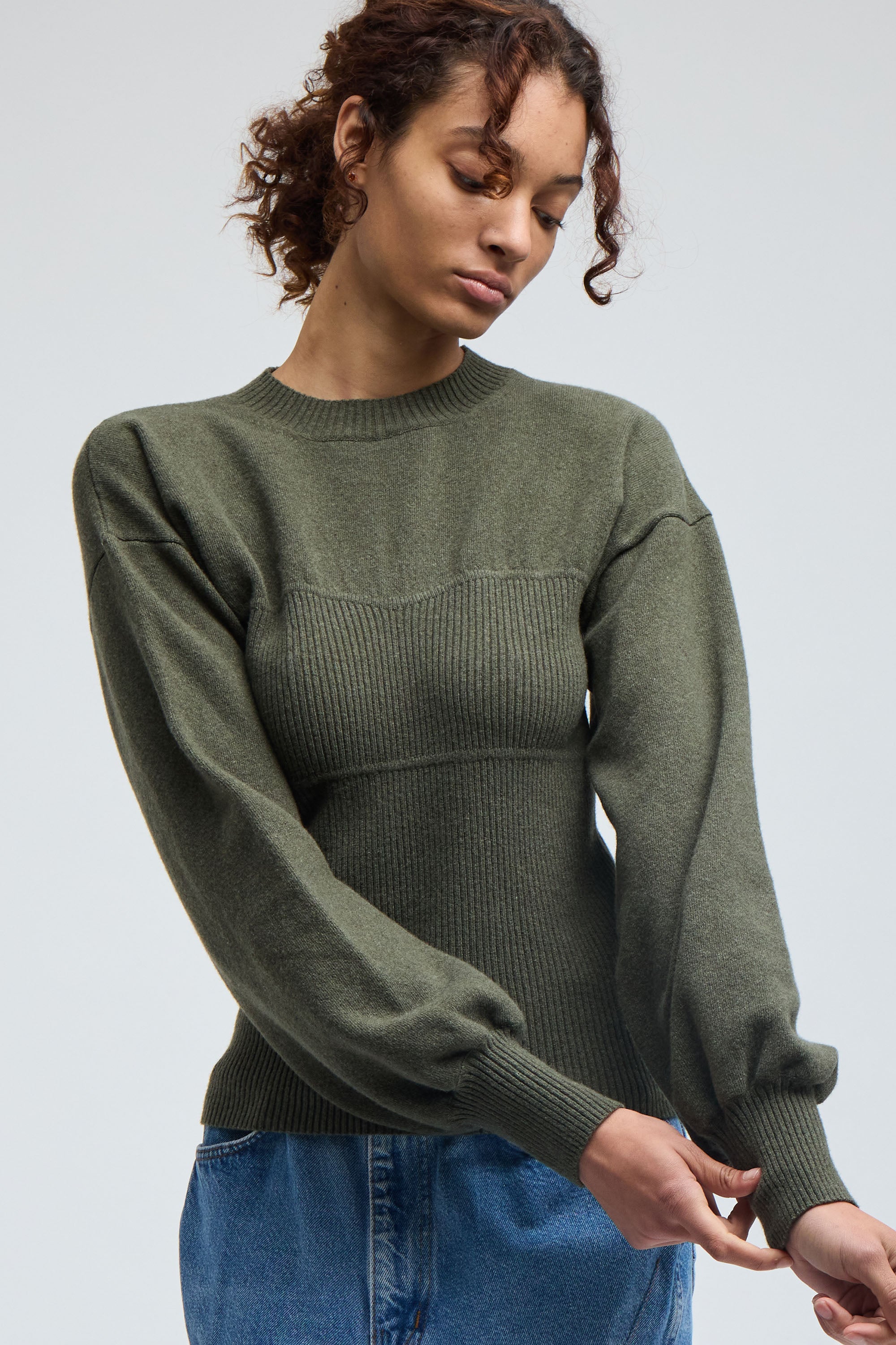 LINA BUSTIER SWEATER GREEN