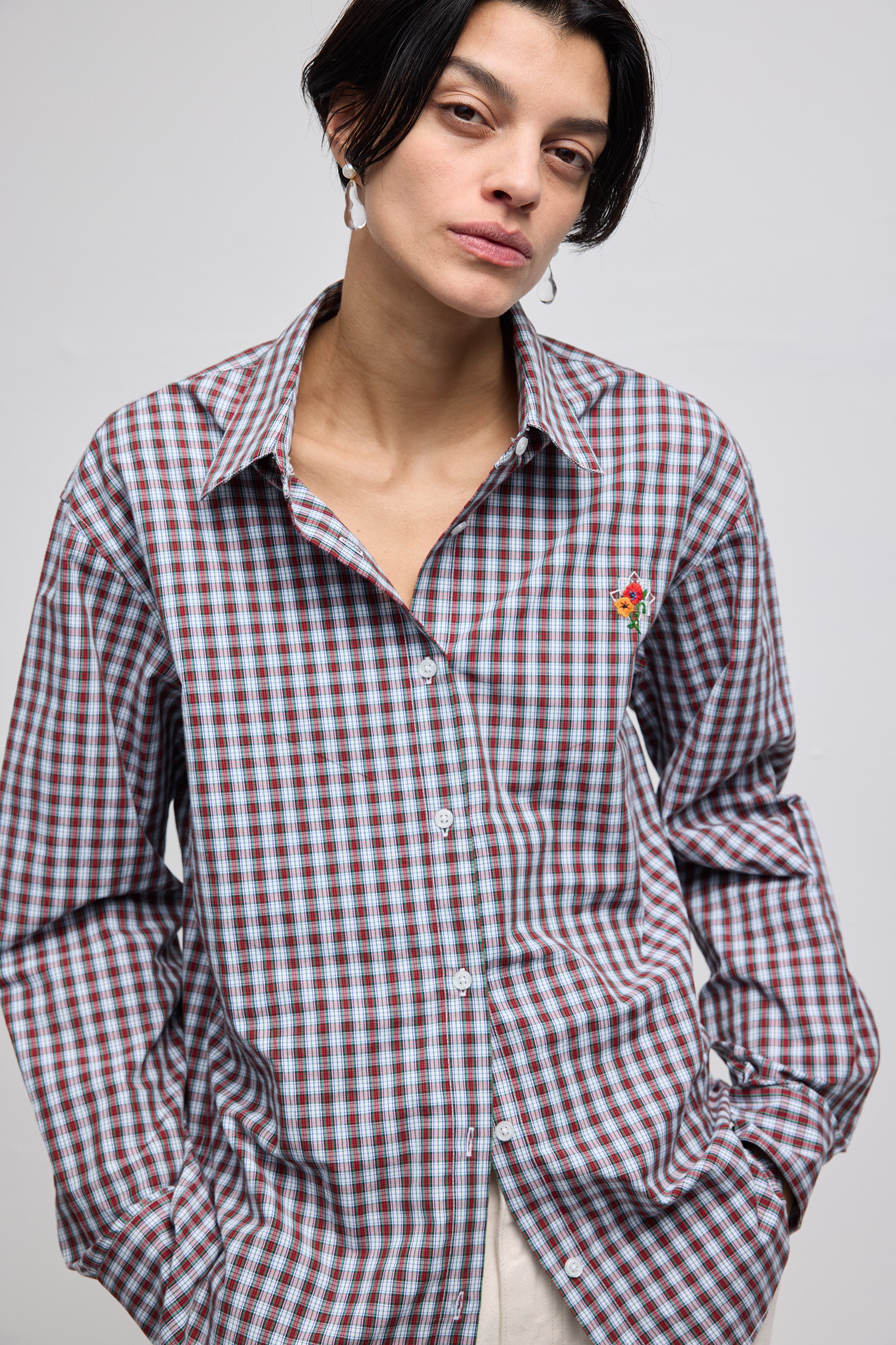 King Eddy Blouse in Red Plaid