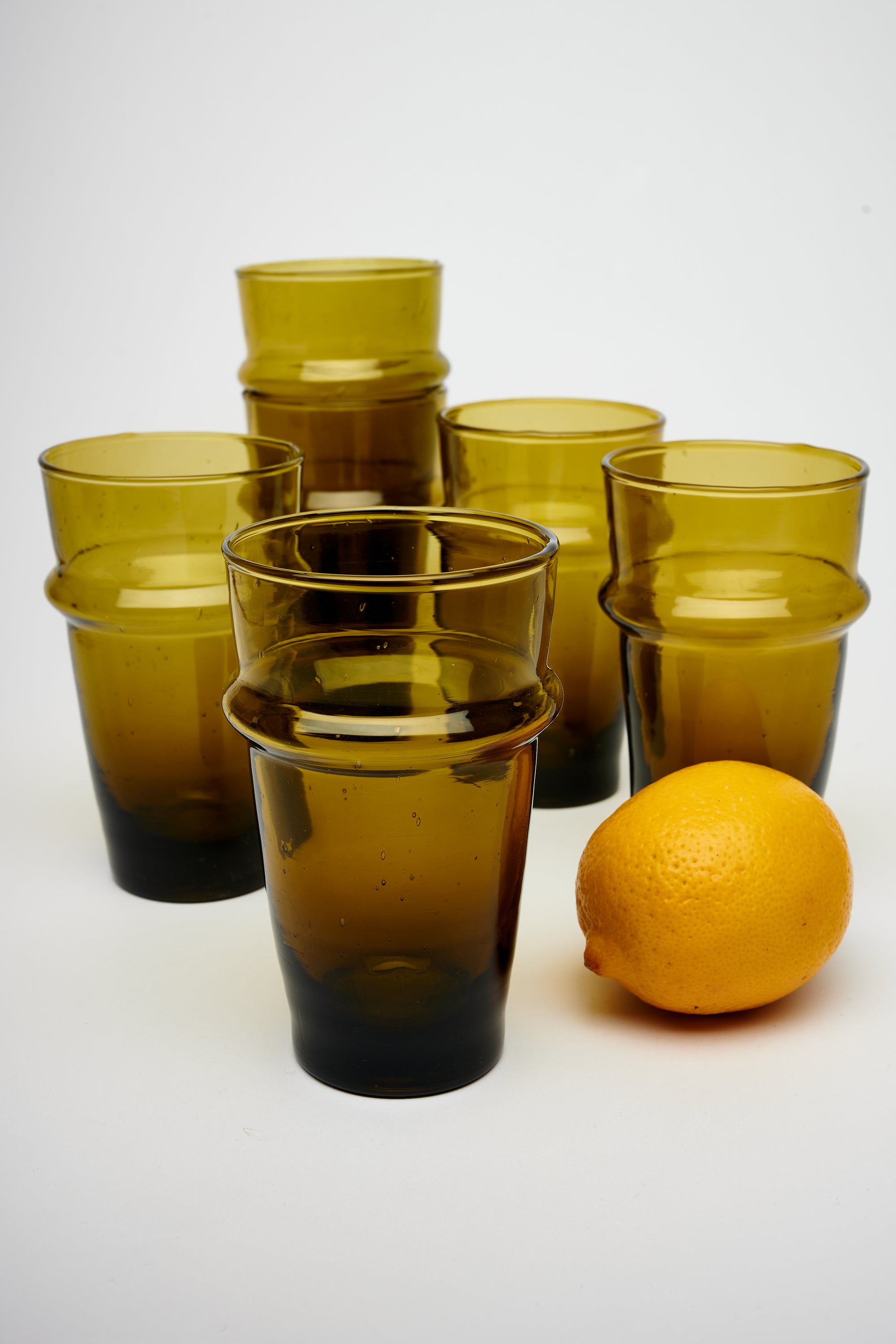 Moroccan Beldi Tall Glasses in Amber, SET OF 6 – Rentrayage