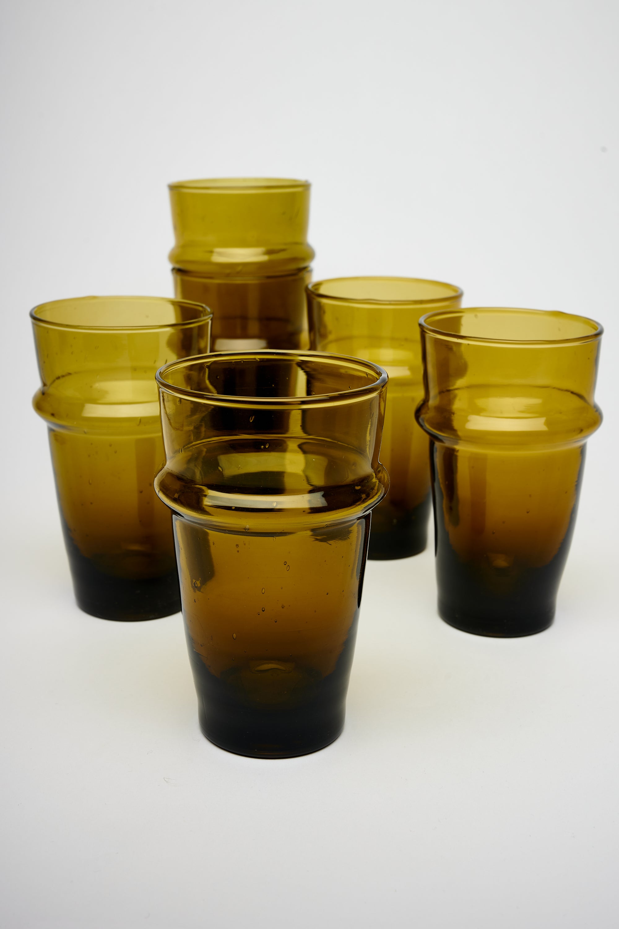 Moroccan Beldi Tall Glasses in Amber, SET OF 6
