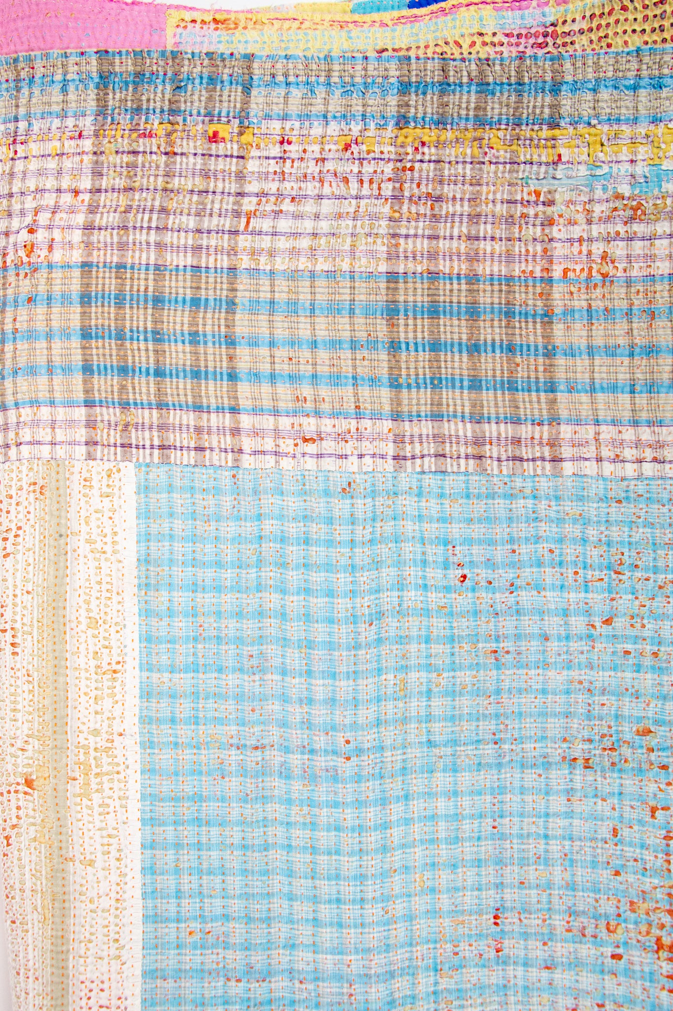 AUNTIE OTI KANTHA LARGE THROW - UMBER / CITRINE /TURQUOISE