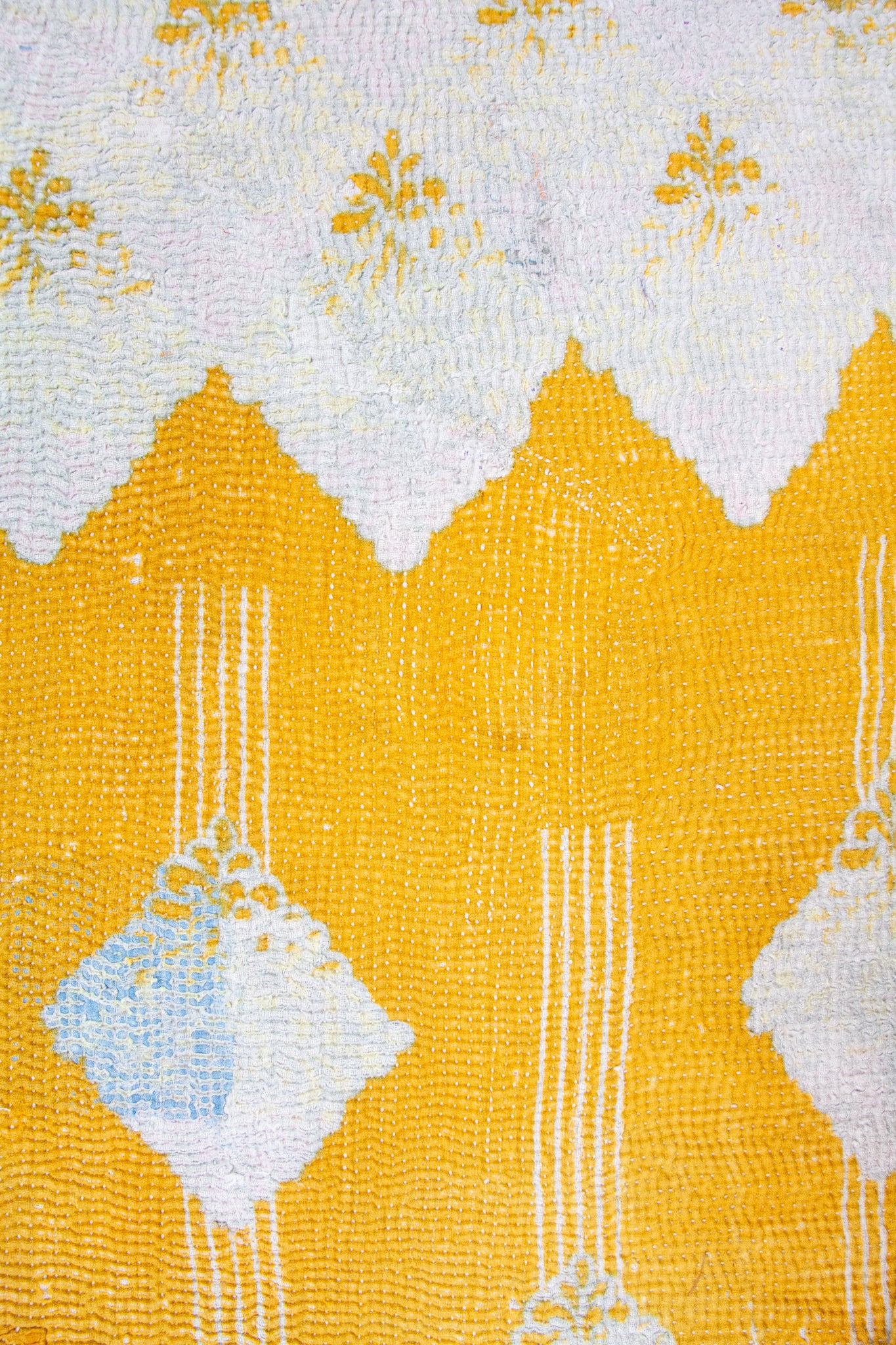 AUNTIE OTI KANTHA LARGE THROW -  OMBRE YELLOW / BLUE / PINK