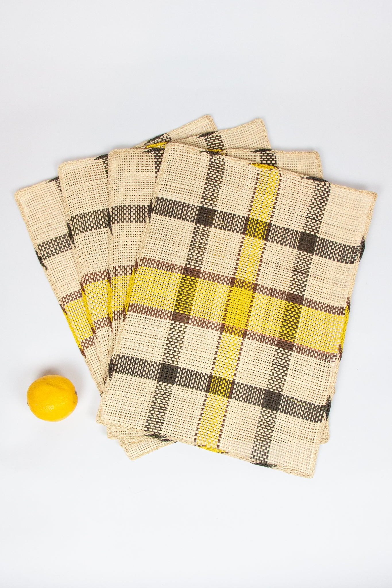 Handwoven Iraca Placemats - Natural Brown & Yellow
