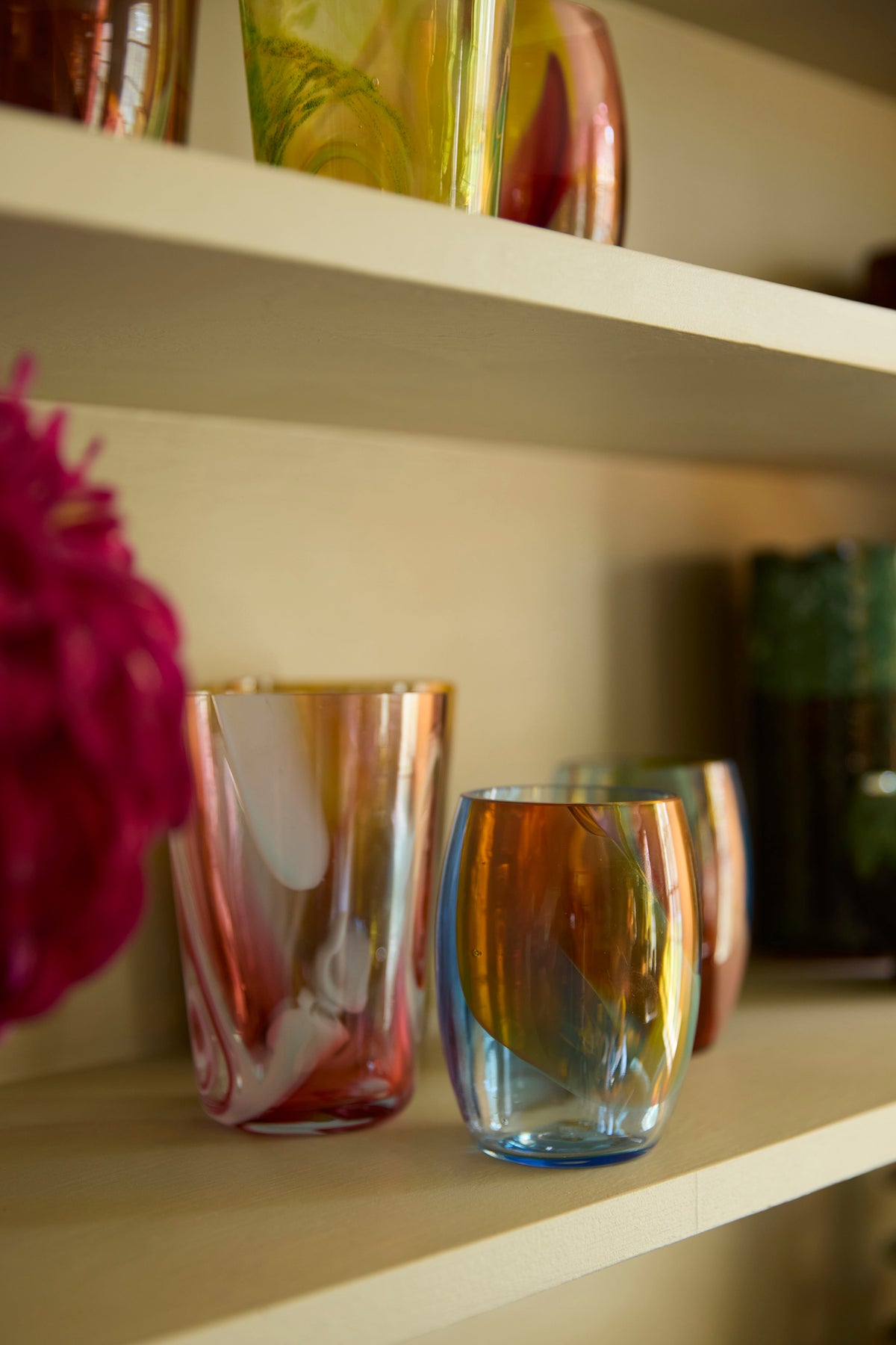 Spanish Hand-blown Crystal Glasses set of 2 in Primavera Warm