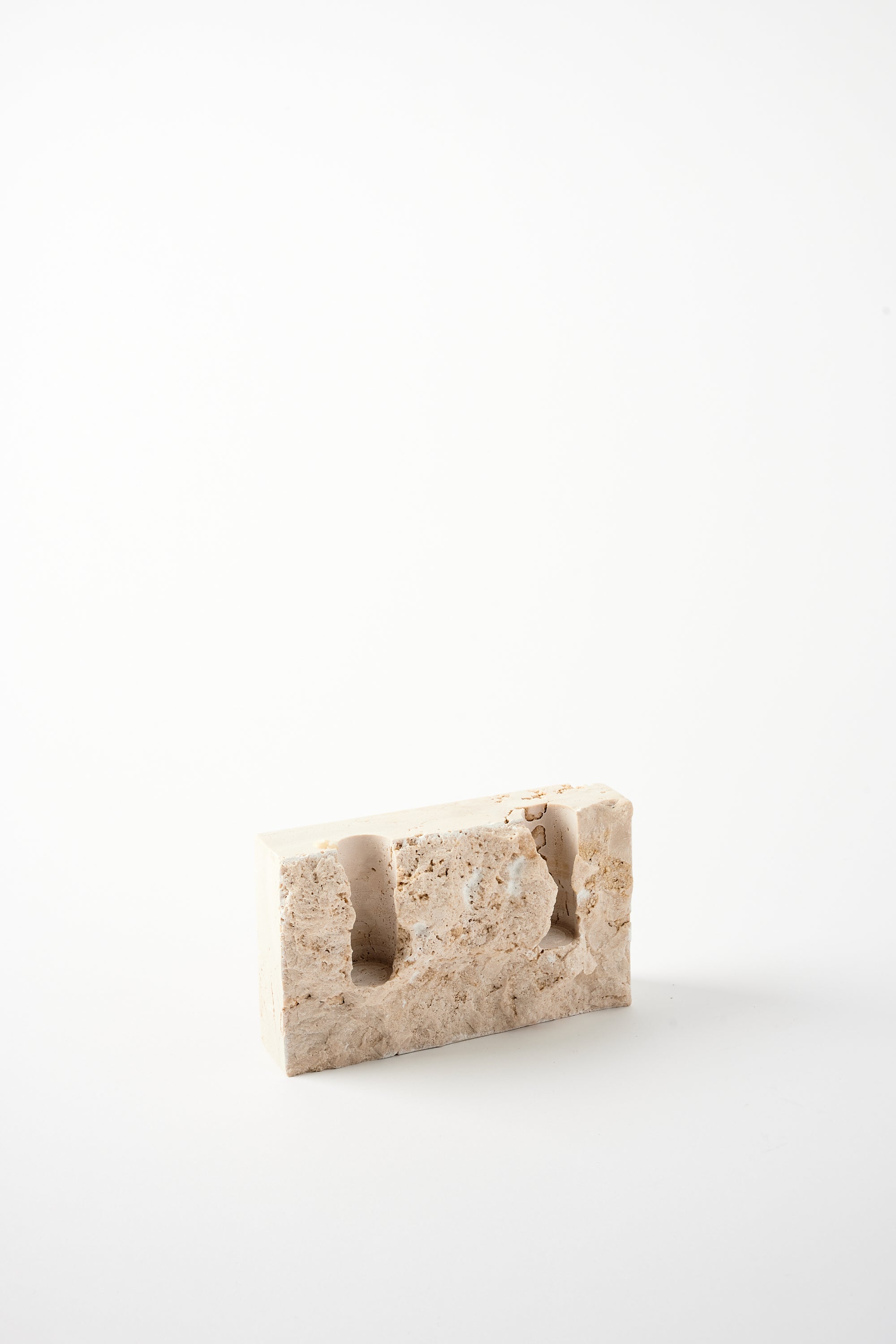 SANNA VÖLKER RAW TRAVERTINE SNUG CANDLE HOLDER