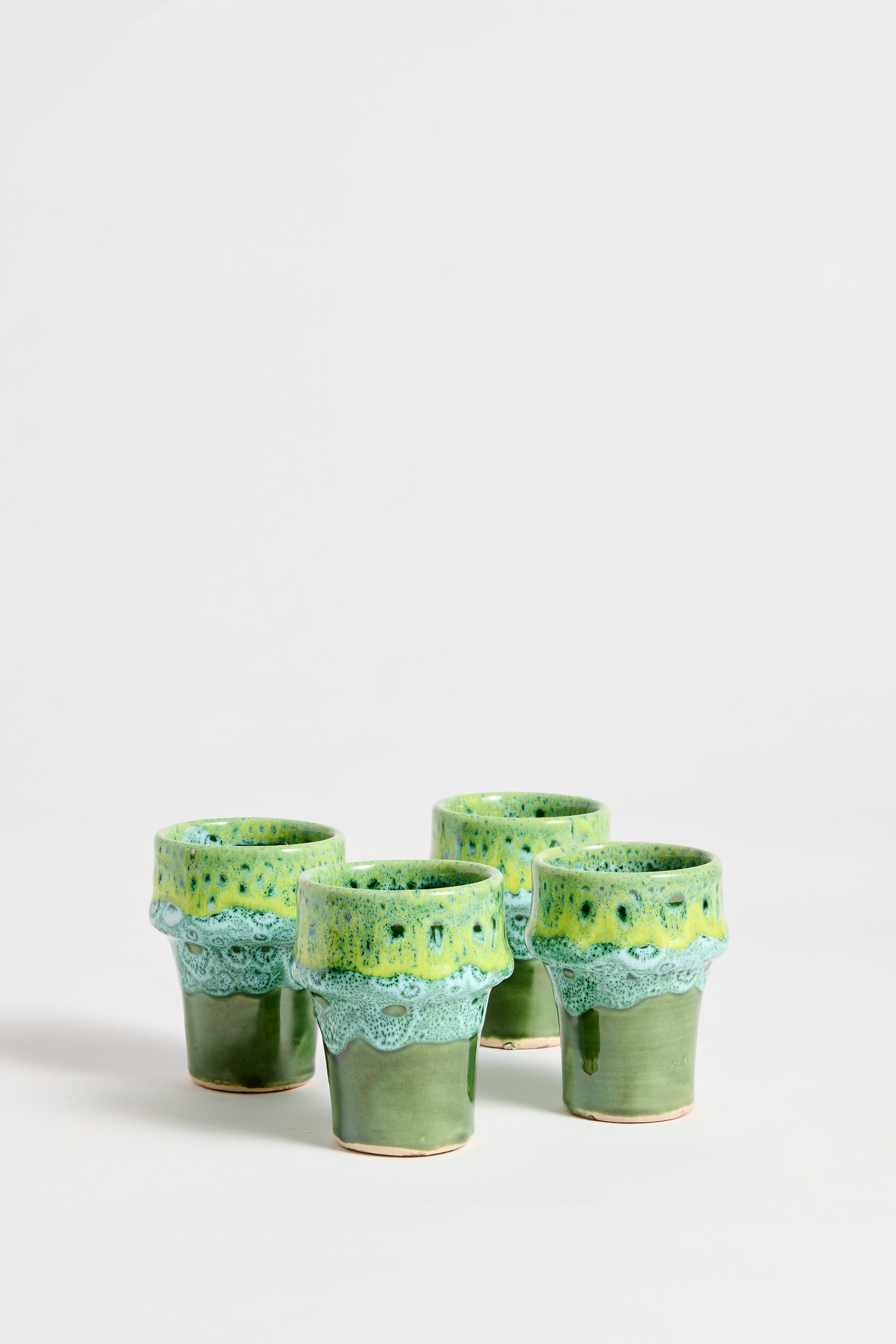 Marrakechi Lime Ceramic Small Cups - set of 4