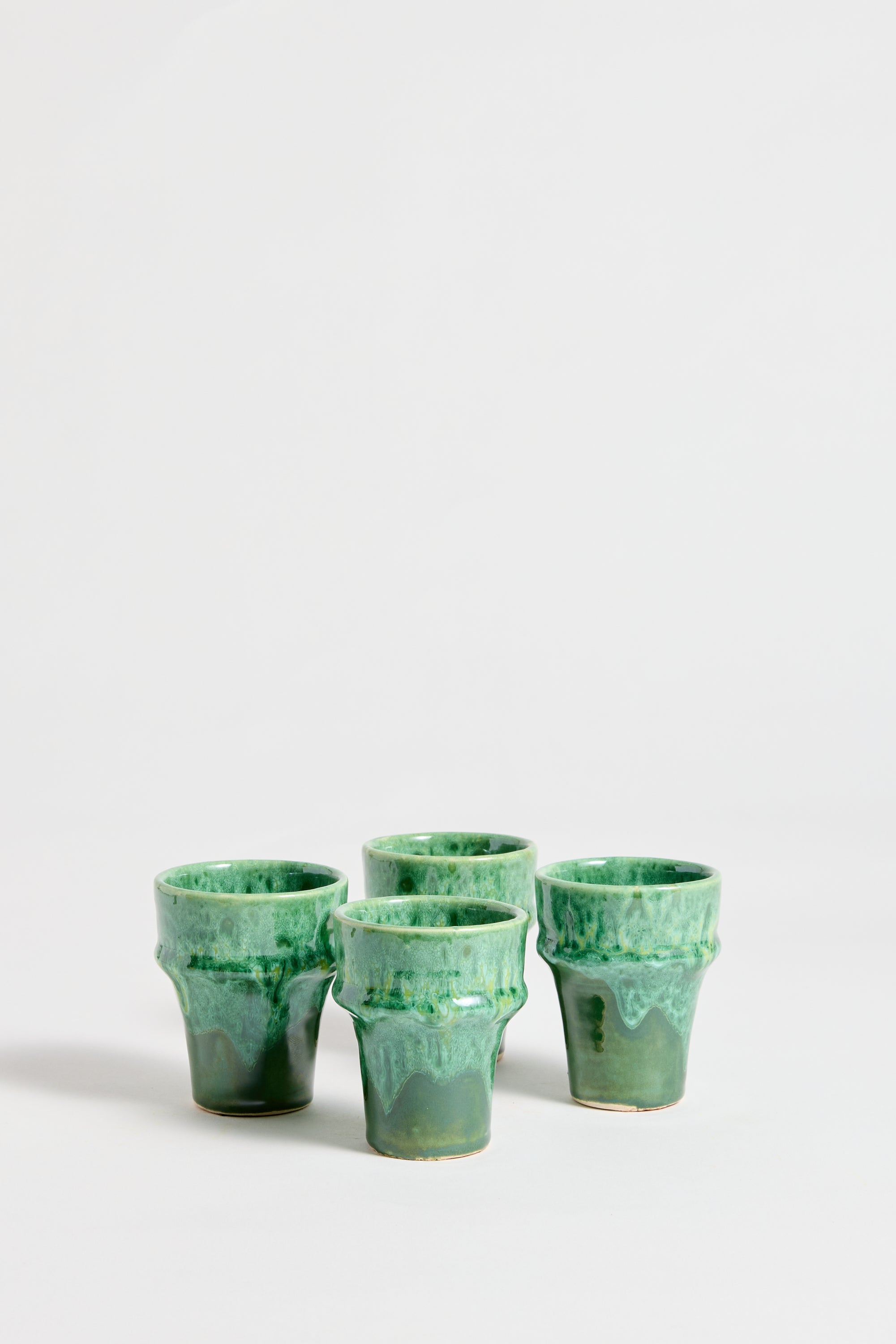 Marrakechi Green Ceramic Small Cups - set of 4