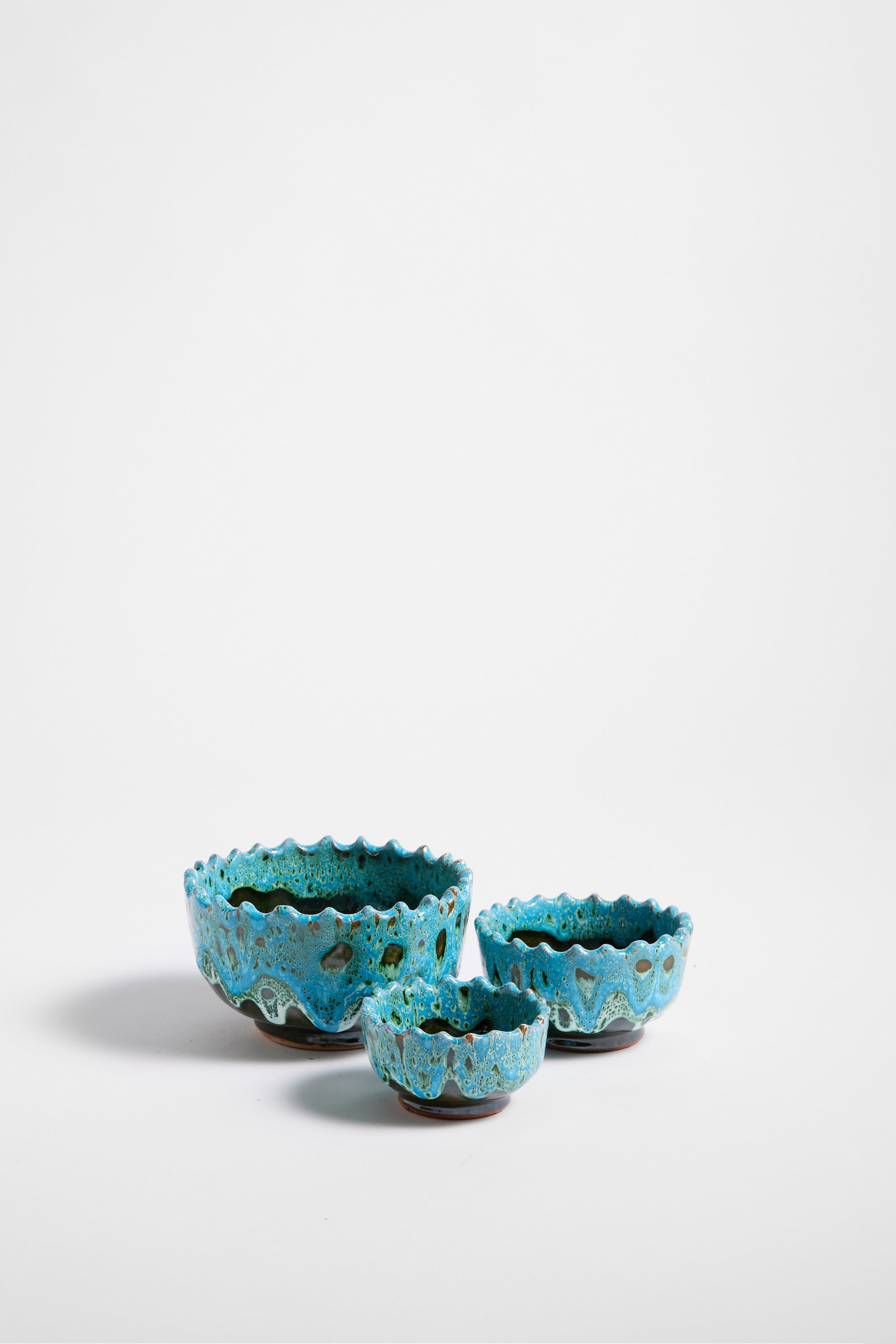 Marrakechi Ridge Edge Bowls in Azure - Set of 3
