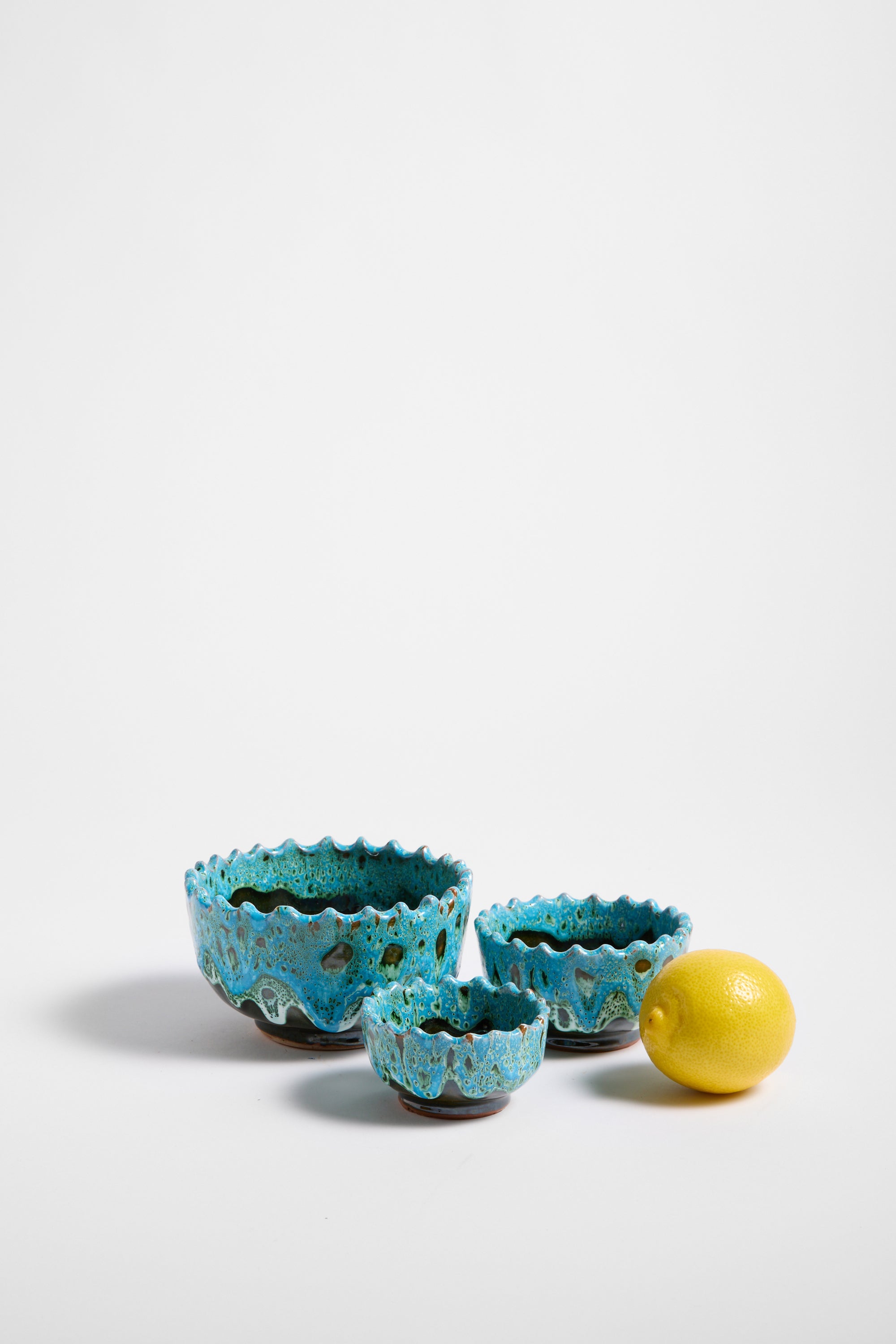 Marrakechi Ridge Edge Bowls in Azure - Set of 3