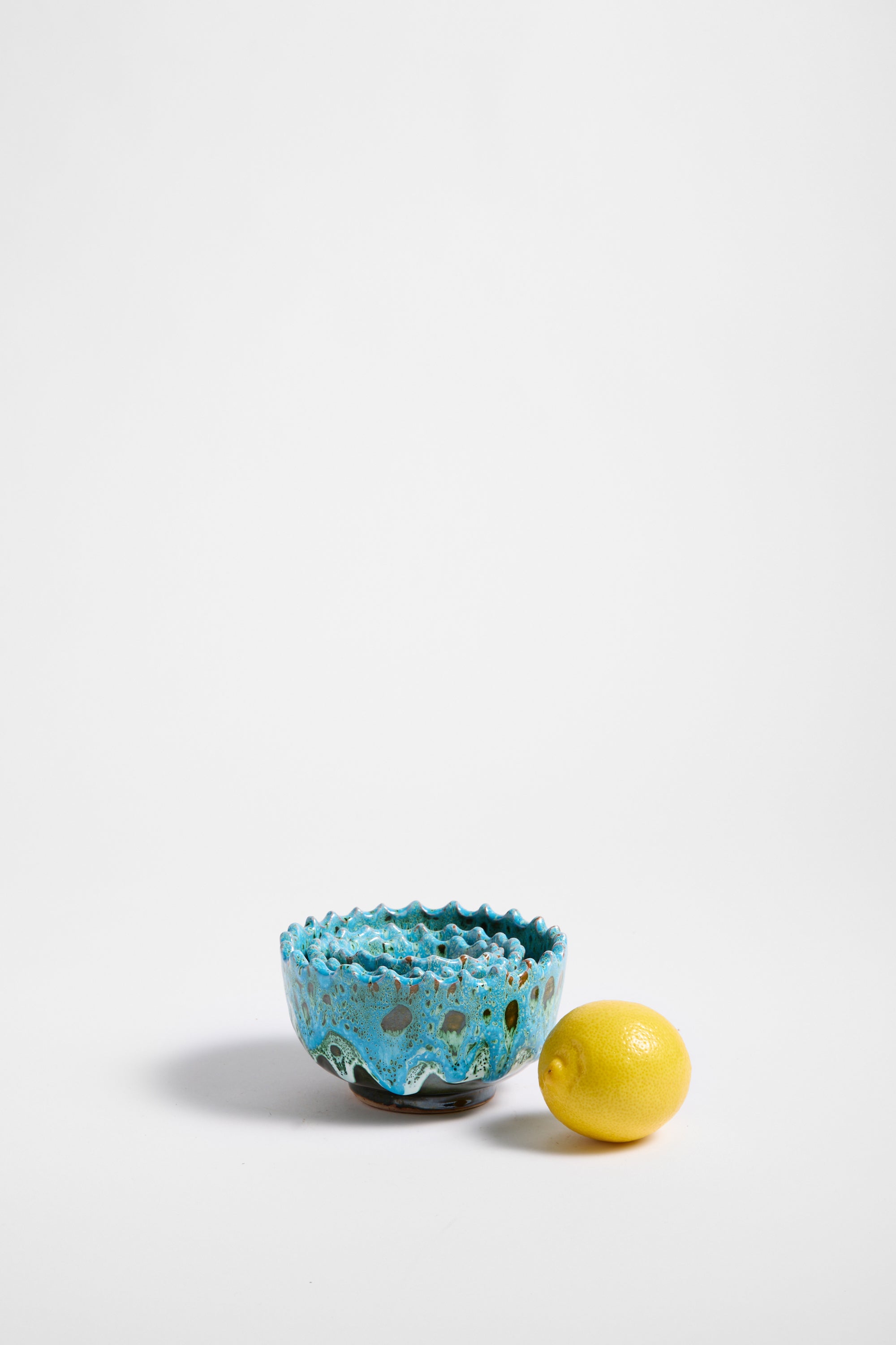 Marrakechi Ridge Edge Bowls in Azure - Set of 3