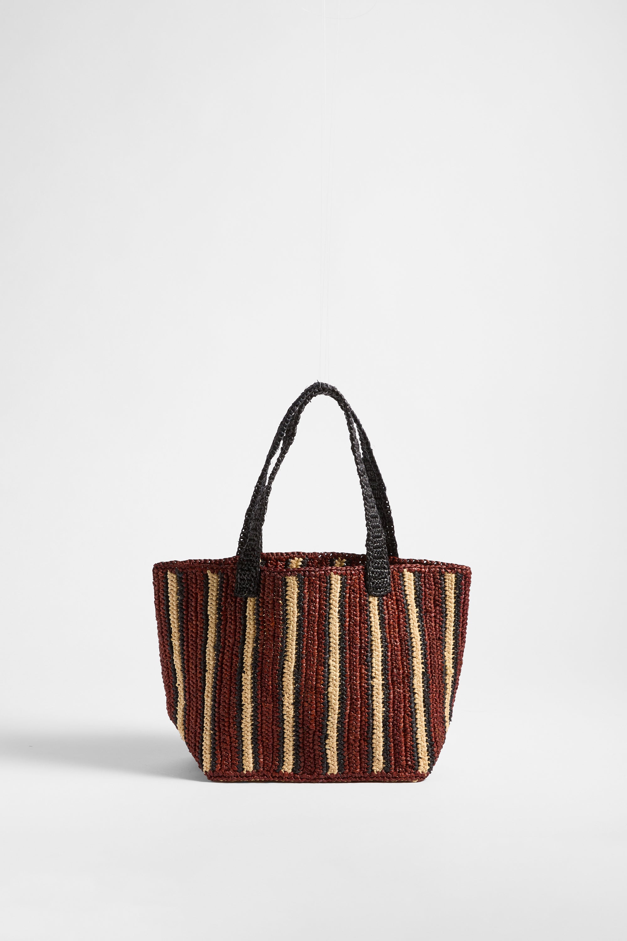Small Raffia Tote Bag in Chocolate Mousse