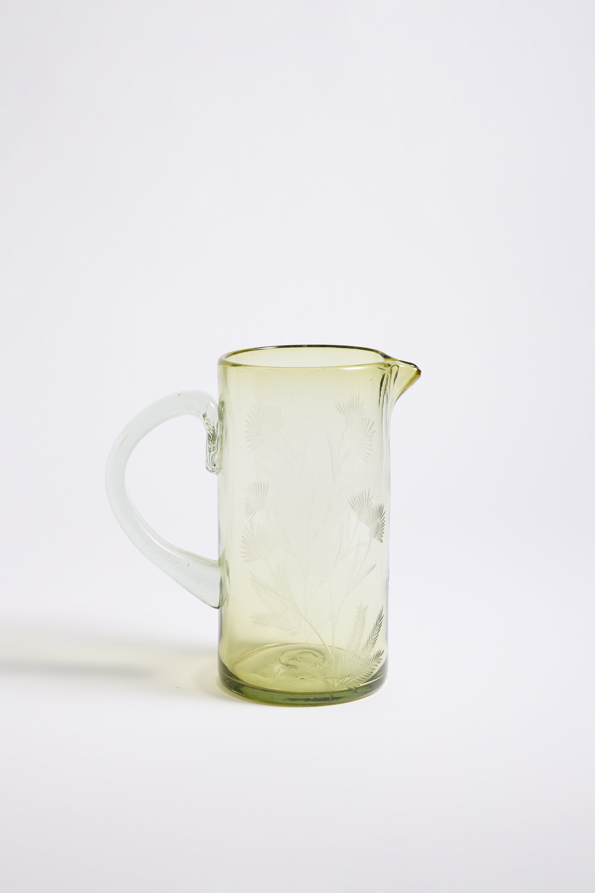 Etched Thistle Recycled Glassware, Pitcher