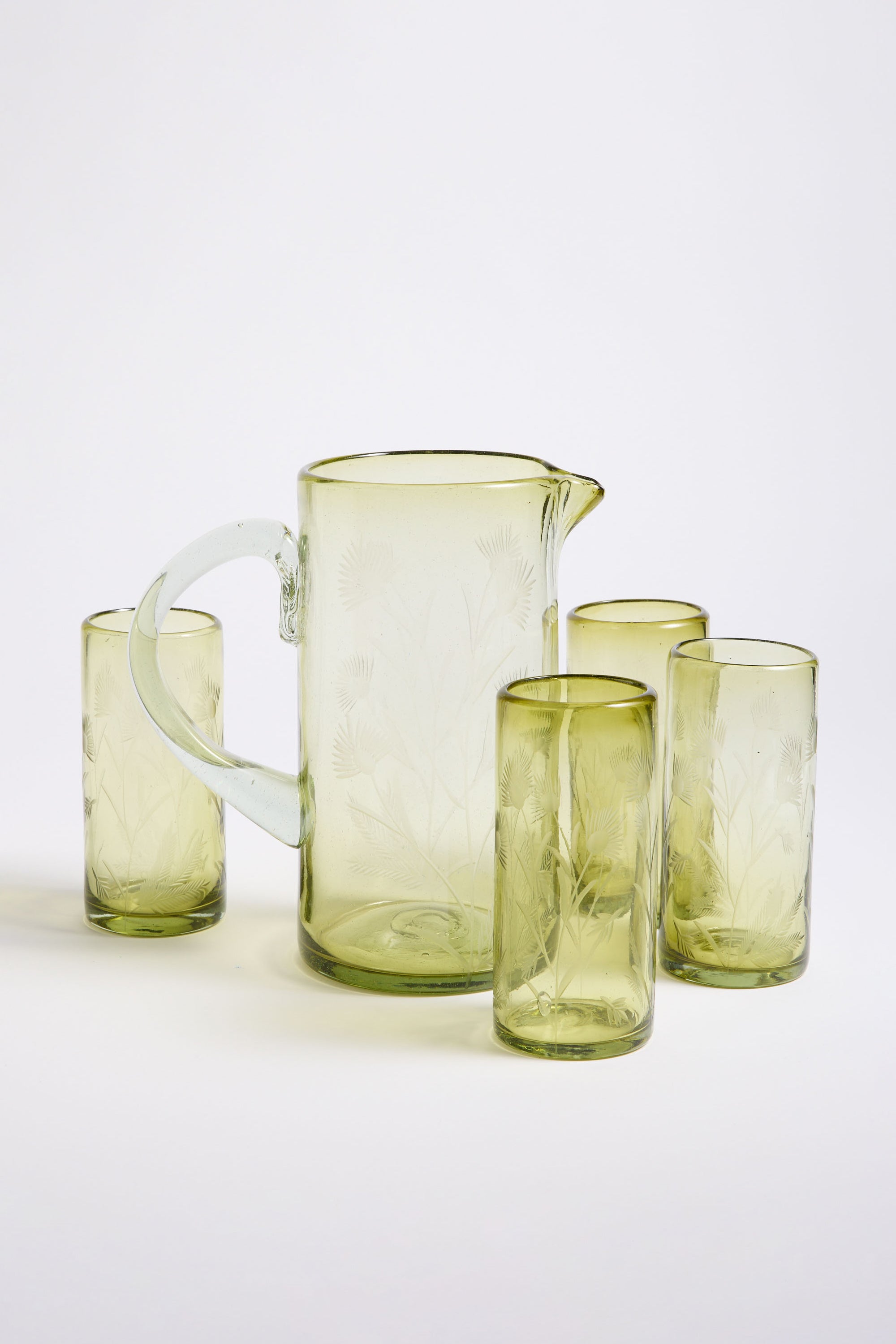 Etched Thistle Recycled Glassware, Highball SET OF 4