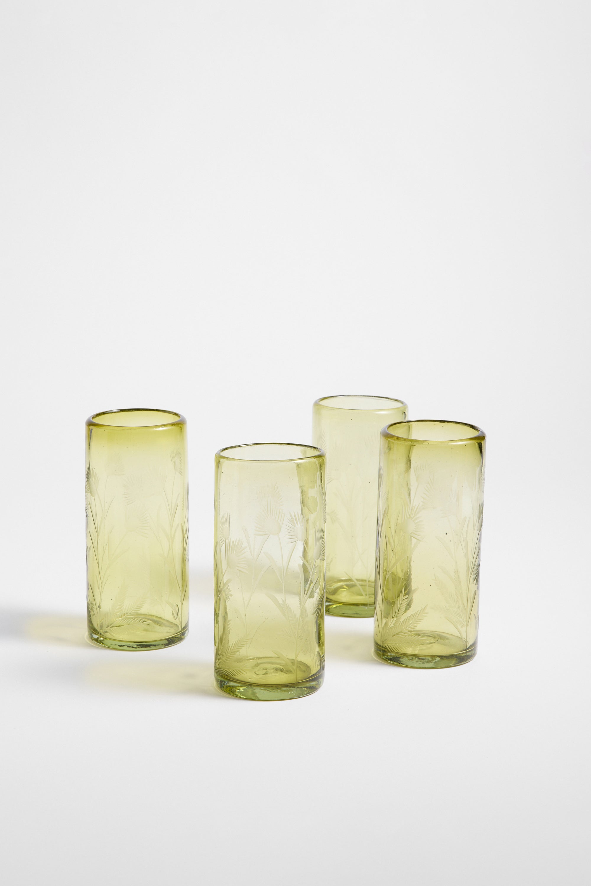 Etched Thistle Recycled Glassware, Highball SET OF 4