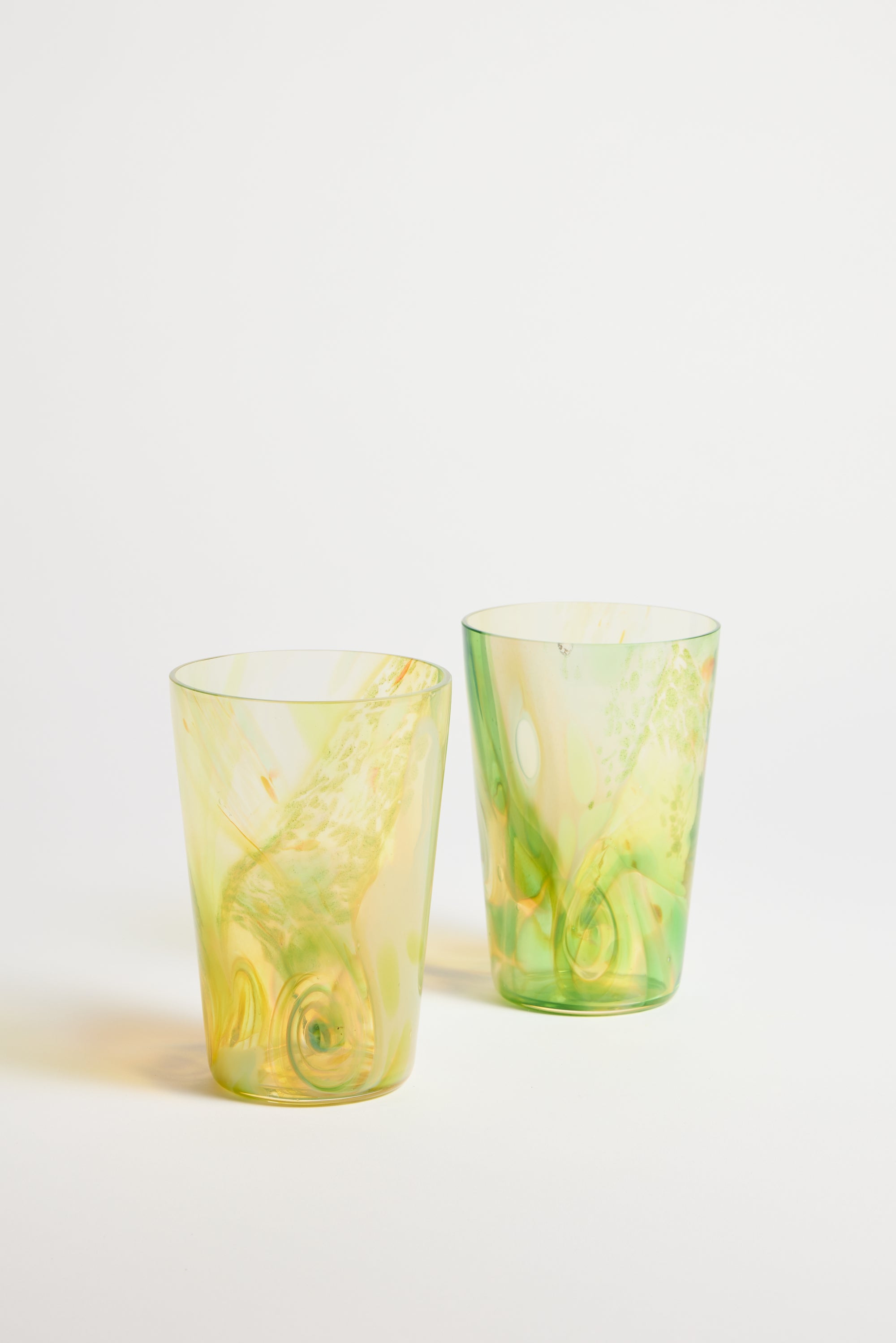 Spanish Hand-blown Crystal Glasses set of 2 in Green
