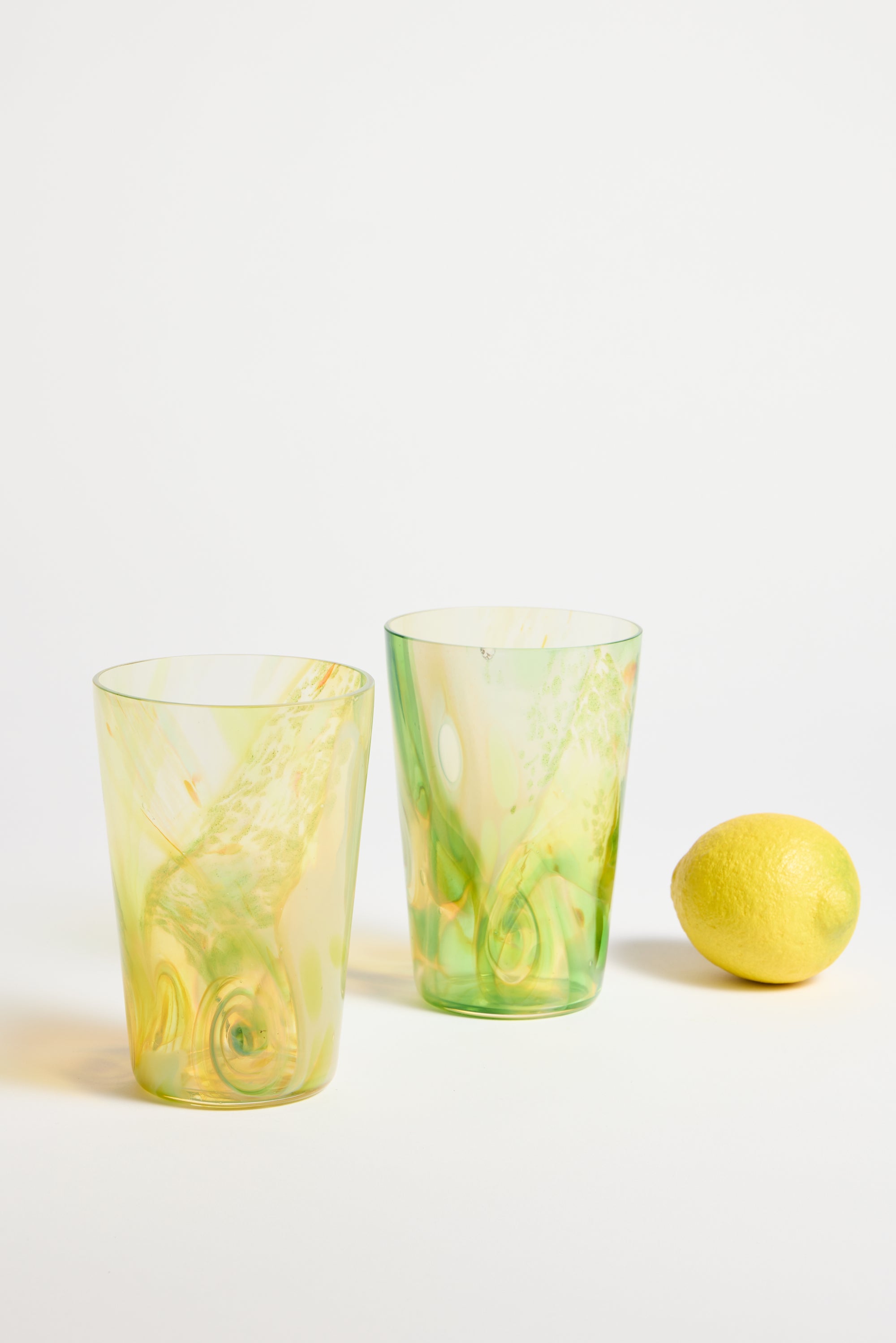 Spanish Hand-blown Crystal Glasses set of 2 in Green