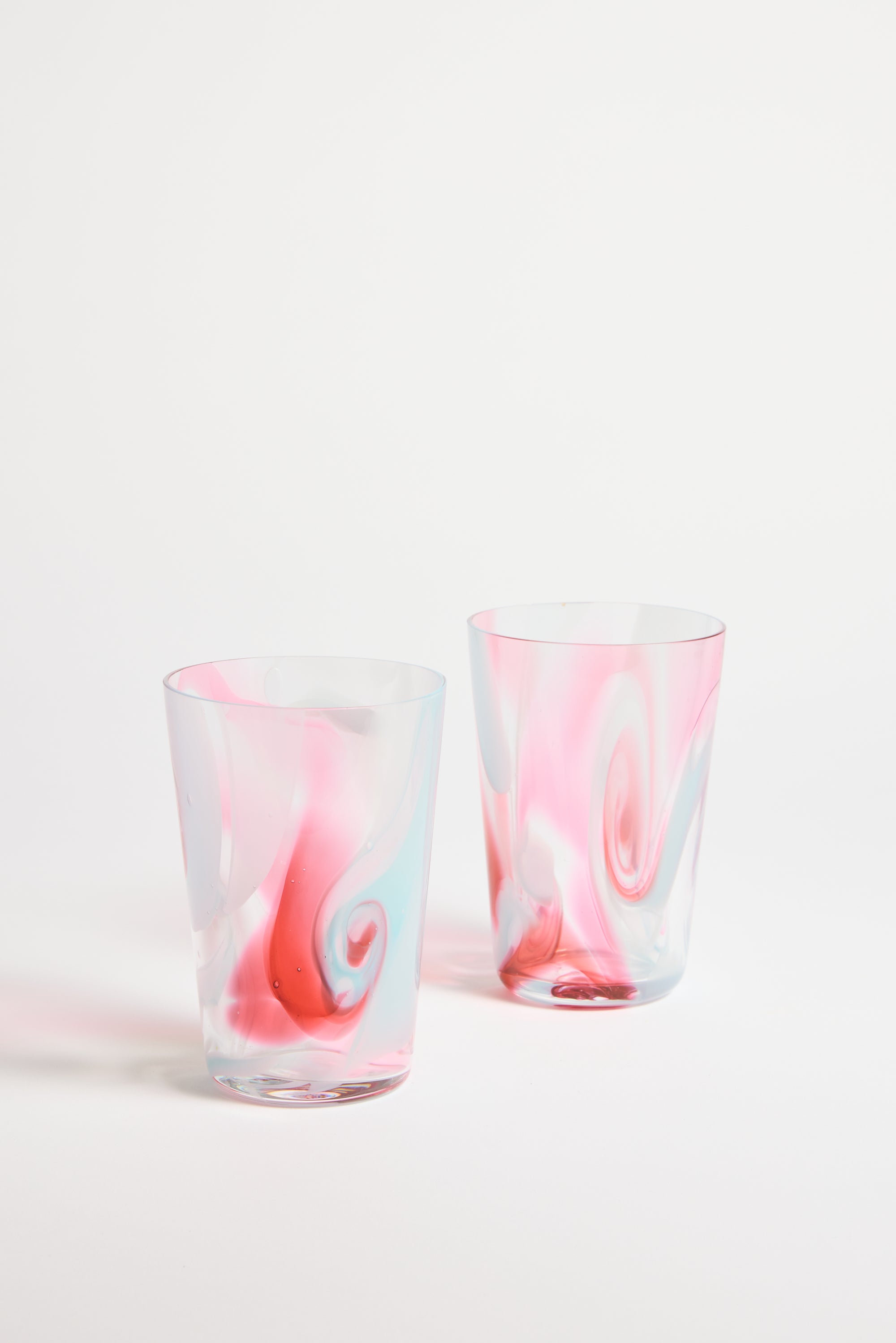 Spanish Hand-blown Crystal Glasses set of 2 in Rose