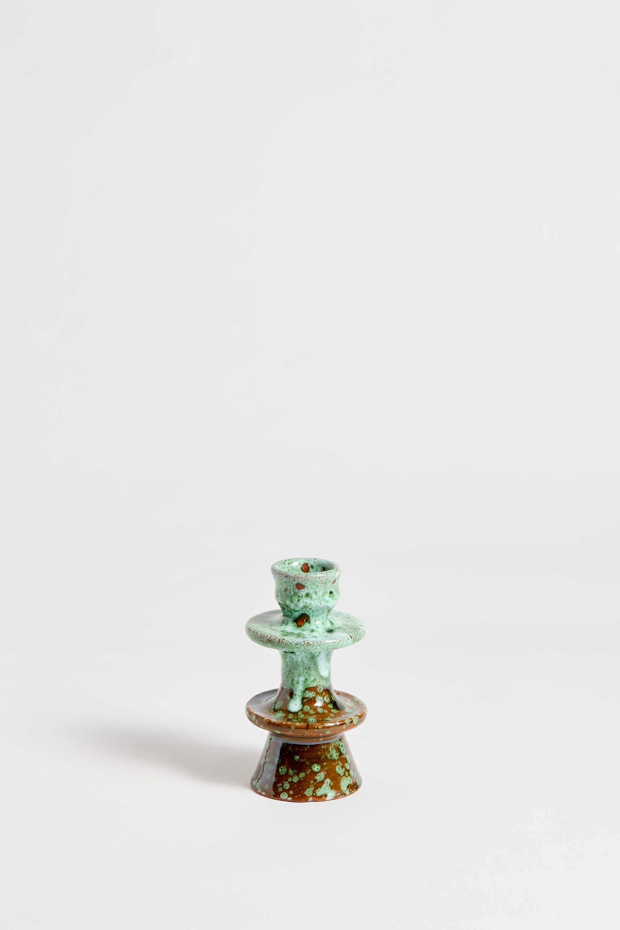 Marrakechi Azure Ceramic Double Ring Candlestick