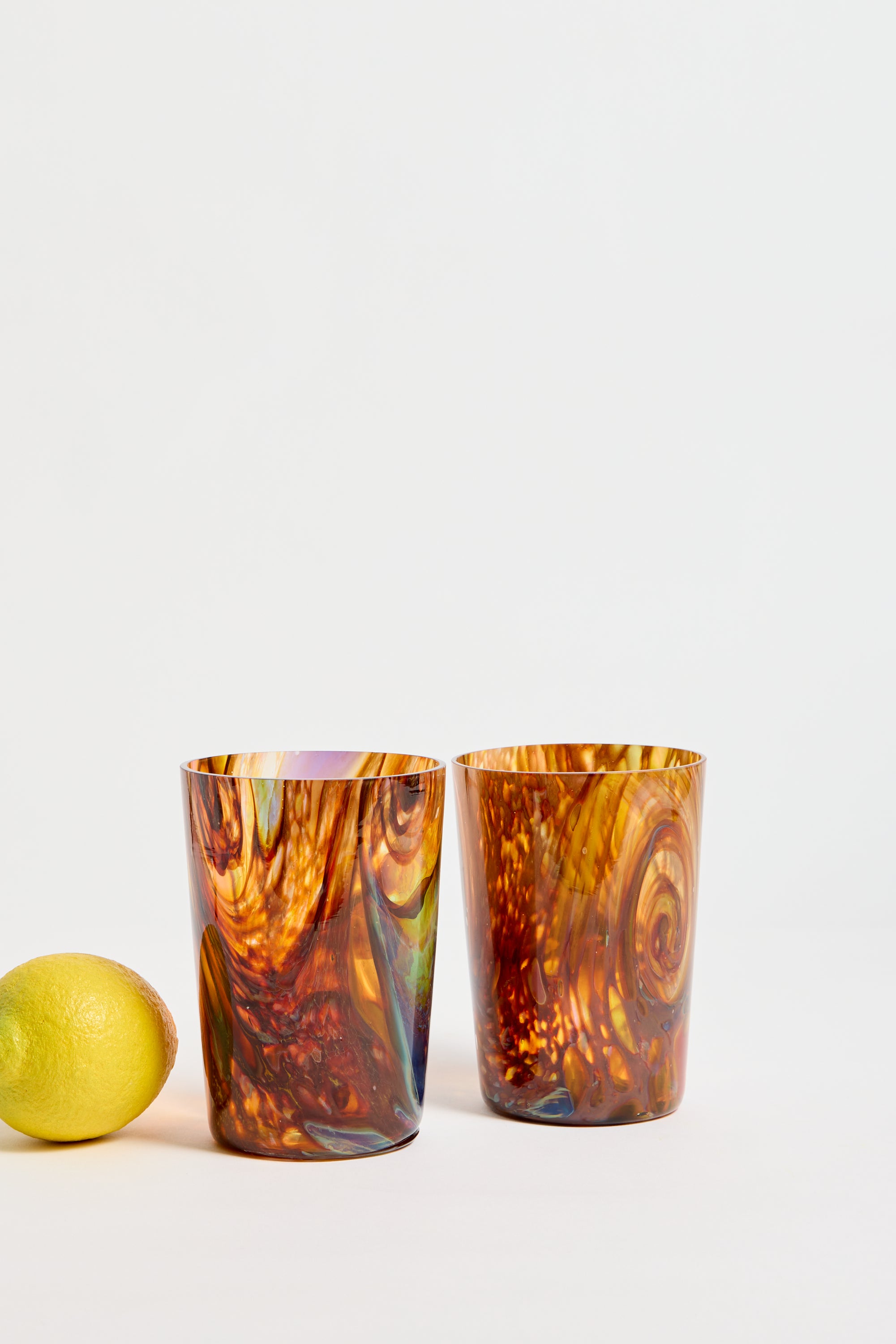 Spanish Hand-blown Crystal Glasses set of 2 in Hazel Ocean