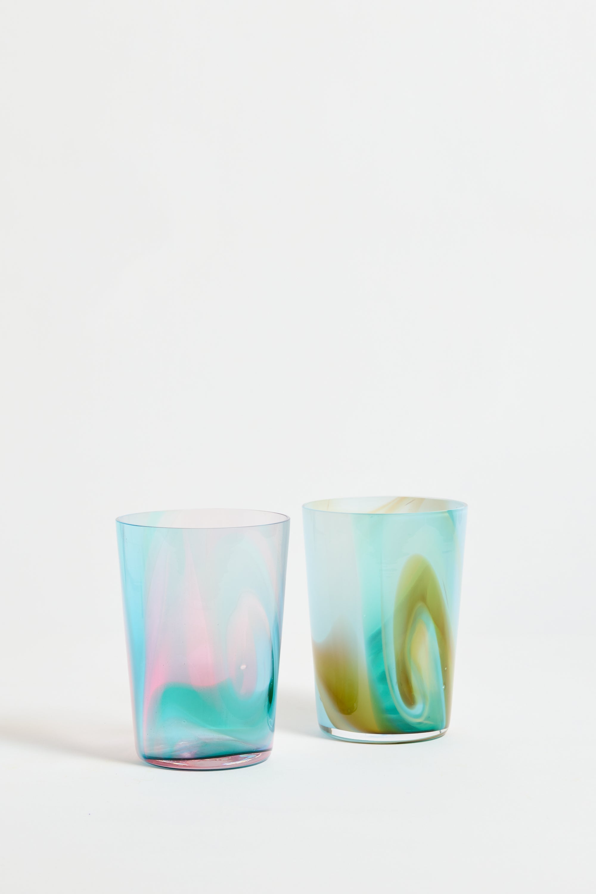 Spanish Hand-blown Crystal Glasses set of 2 in Primavera Blue