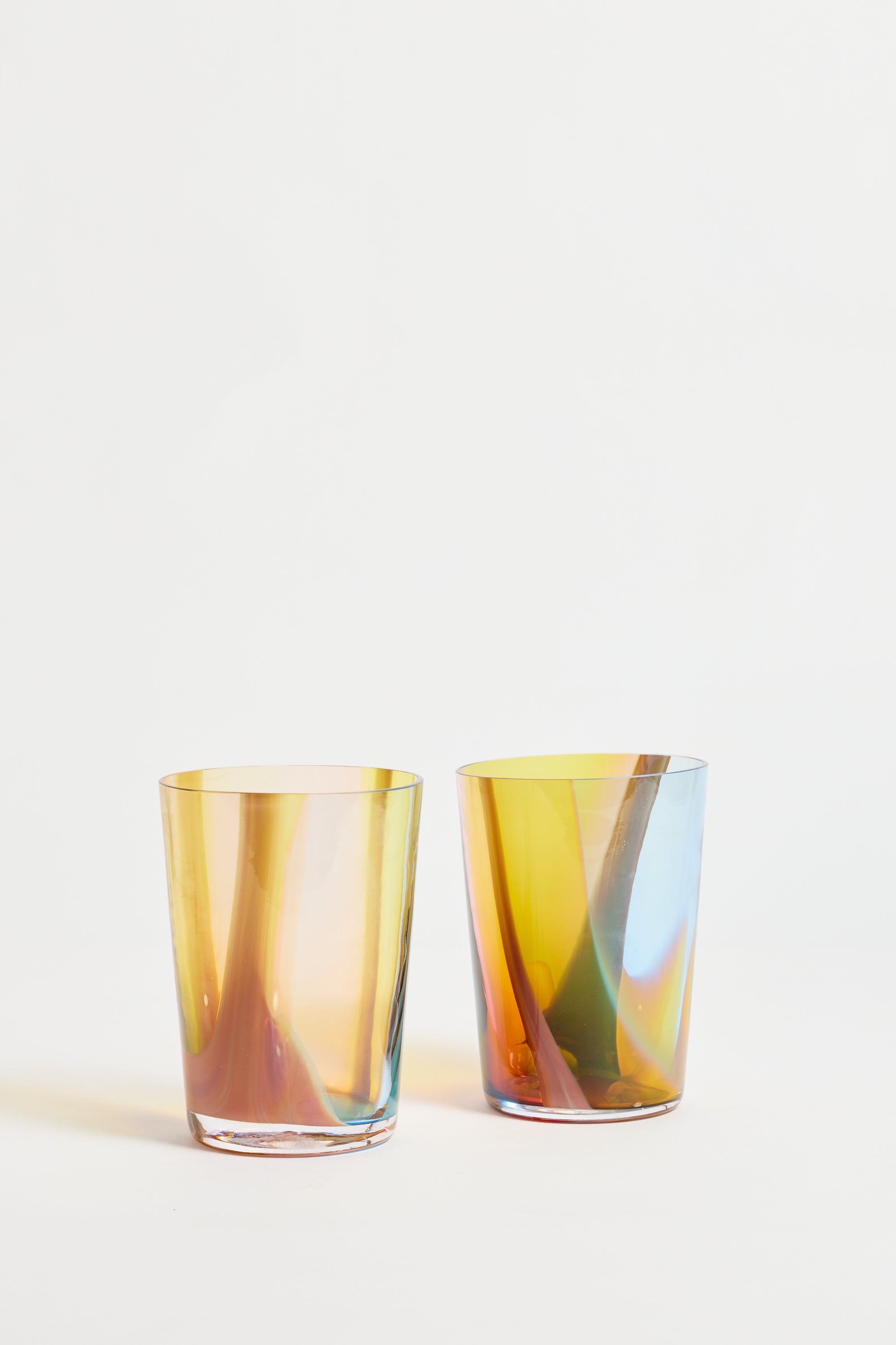 Spanish Hand-blown Crystal Glasses set of 2 in Primavera Warm