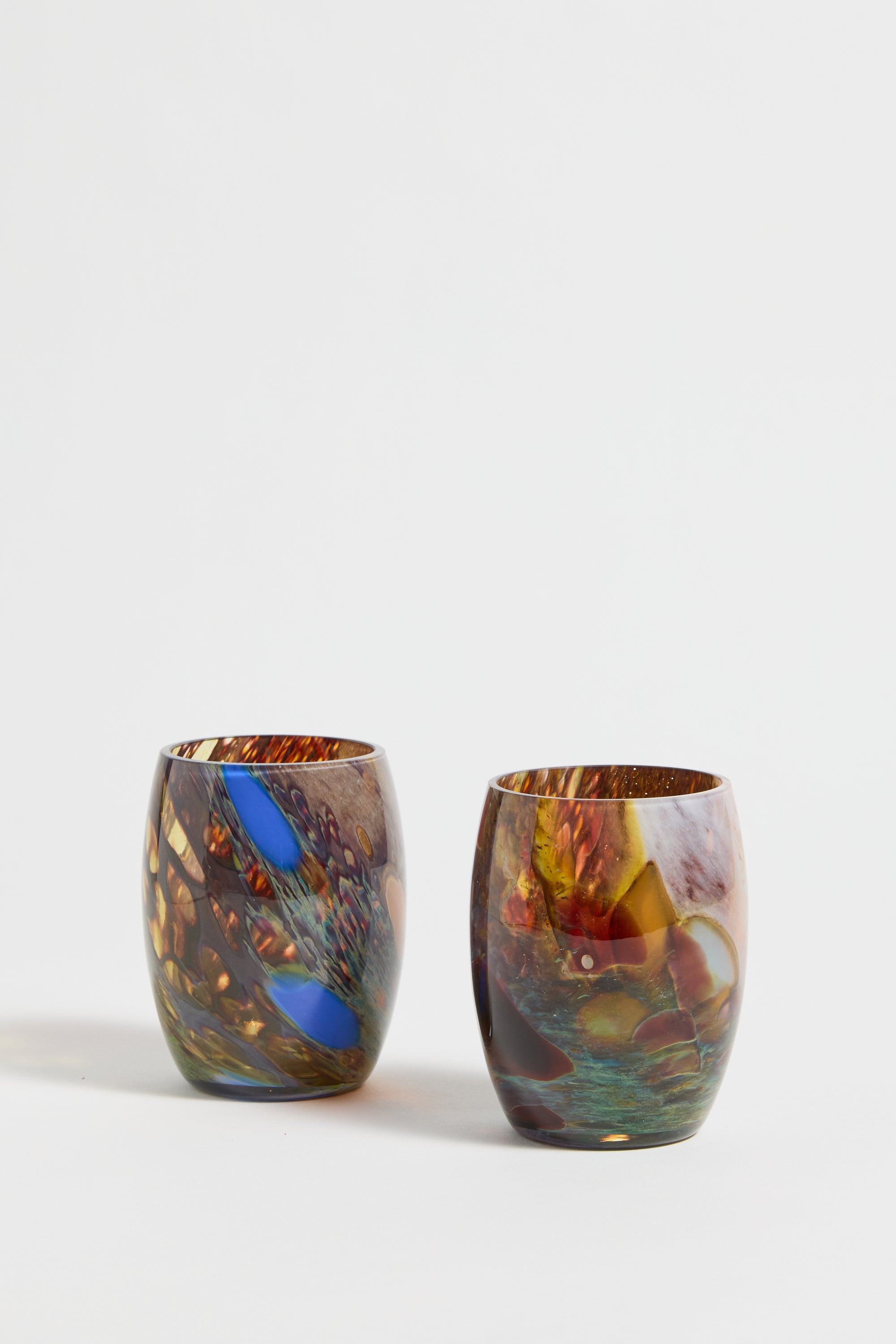 Spanish Round Crystal Glasses set of 2 in Tortuga Crema