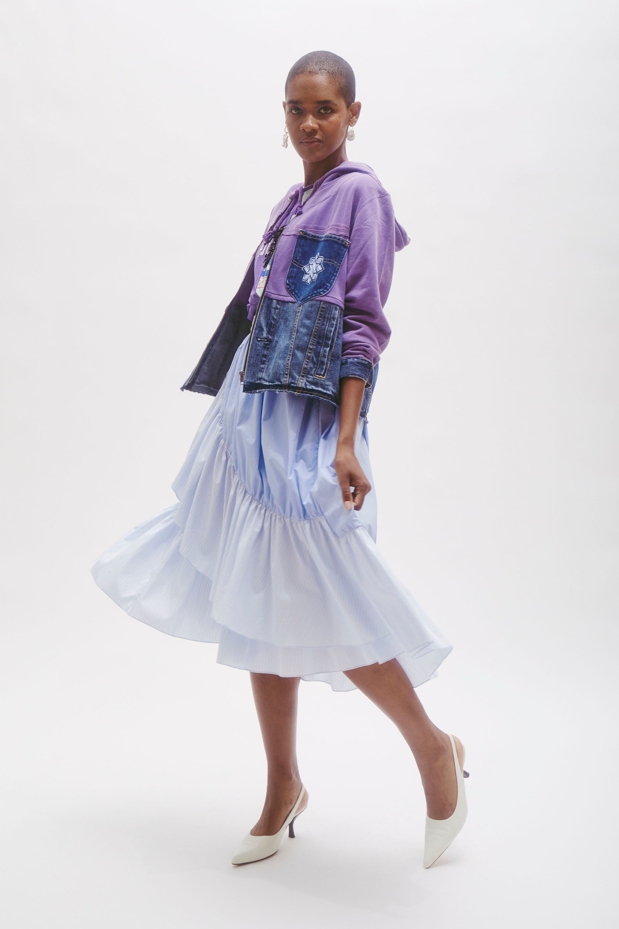 Denim Hoodie in Purple