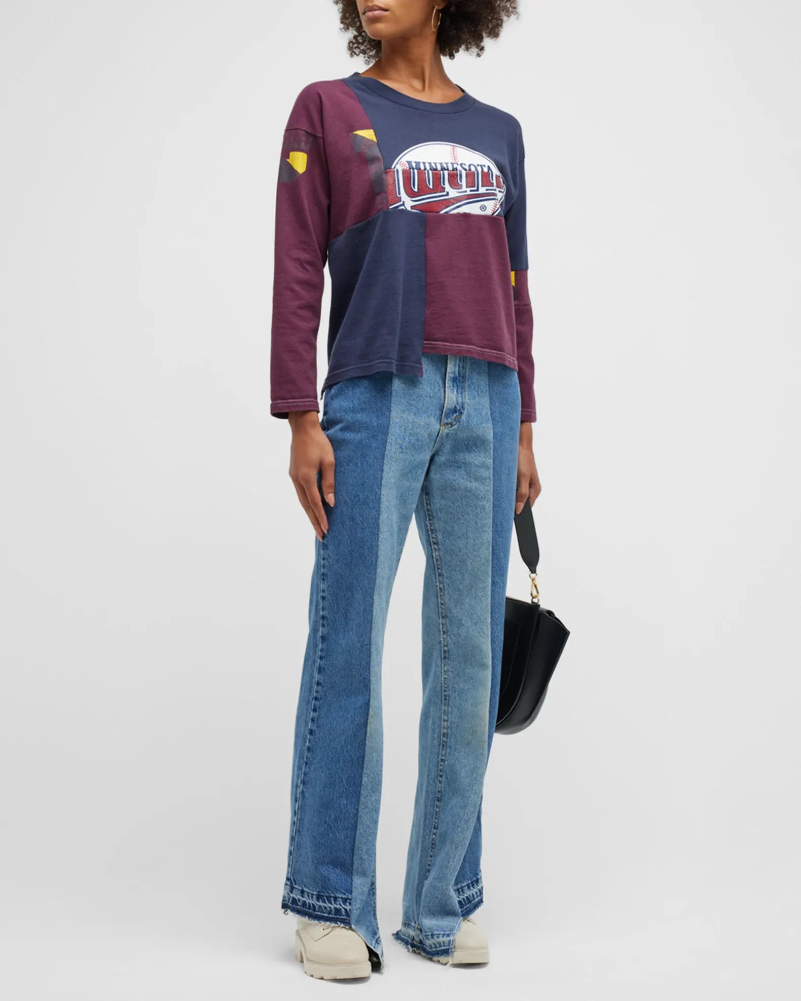 Two Tone Wide Leg Jeans